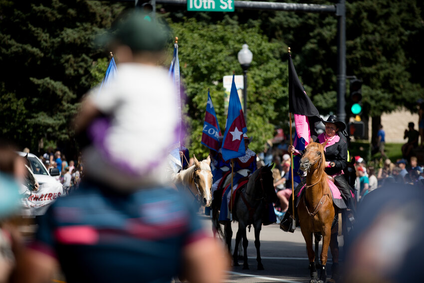 The Westernaires ride down Washington Avenue Saturday morning for Buffalo Bill Days.